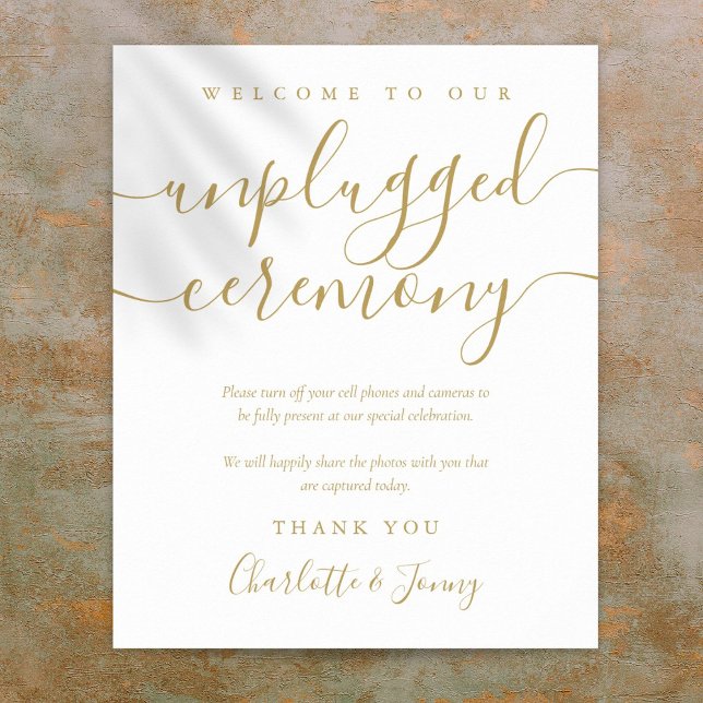 Guld Namnteckning ett Ceremonisk signatur för ej a Poster (Gold Signature Script Unplugged Ceremony Sign)