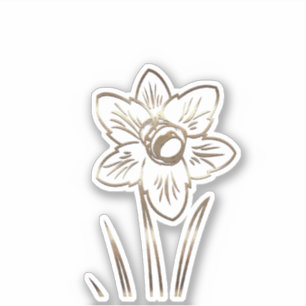 Guld Narcissus Flower Sticker Klistermärken