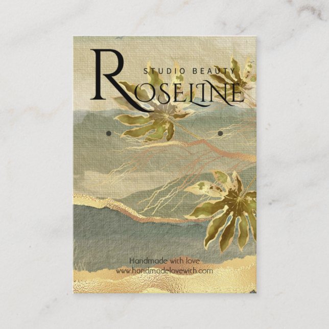 Guld naturtyp Visa Handflatan Träd-juveleriets vis Visitkort (Framsida)