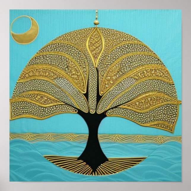 Guld Nautical Livets träd Poster (Framsidan)