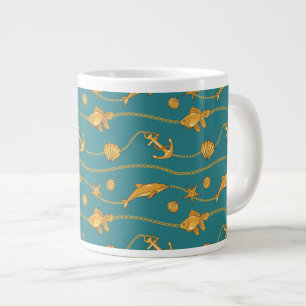 Guld Nautisk Mönster Jumbo Mugg