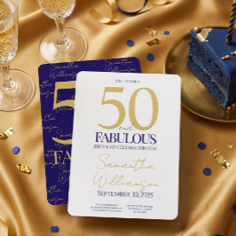 Guld Navy 50 och fantastisk | 50-årsdag Enkel Inbjudningar