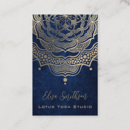 Guld & Navy Blue Classy Elegant Yoga Reiki Mandala Visitkort