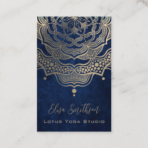 Guld & Navy Blue Classy Elegant Yoga Reiki Mandala Visitkort