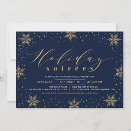 Guld & Navy Blue Corporate Helgdag Soiree Party Inbjudningar