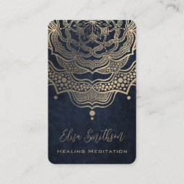 Guld & Navy Blue Mandala Reiki Healing Meditation Visitkort