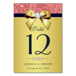 Guld Navy Diamond Bow Coral Sequins Bordsnummer