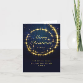 Guld Navy Gnistra Ljus korporerad jul Helgkort