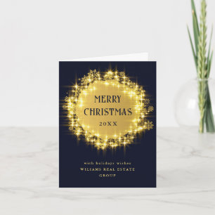 Guld Navy Gnistra Ljus korporerad jul Helgkort