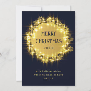 Guld Navy Gnistra Ljus korporerad jul Julkort