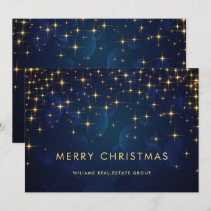 Guld Navy Gnistra Ljus korporerad jul Julkort