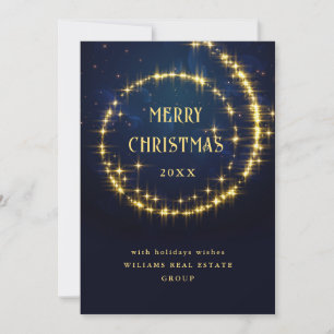 Guld Navy Gnistra Ljus korporerad jul Julkort