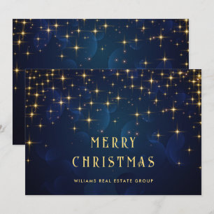 Guld Navy Gnistra Ljus korporerad jul Julkort