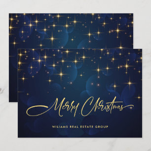 Guld Navy Gnistra Ljus korporerad jul Julkort