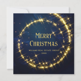 Guld Navy Gnistra Ljus korporerad jul Julkort