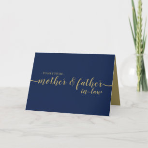 Guld Navy Minimal Nya Föräldrar Mor Far Kort