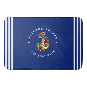 Guld Navy Nautical Anchor yacht klubb retro Ro Na Badrumsmatta