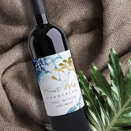 GULD NAVY UNDERVATTENHAVET FISK FÖRSTA HELIGAN GEM VINFLASKA ETIKETT