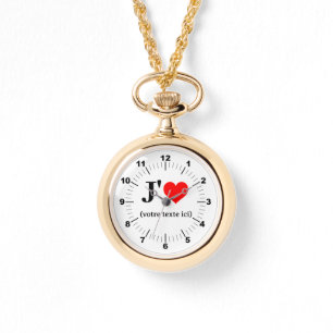 Guld Necklace Watch - Anpassningsbar I Heart Armbandsur