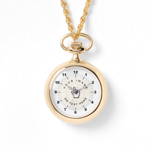 Guld Necklace Watch - Anpassningsbar (lägg till bi Armbandsur