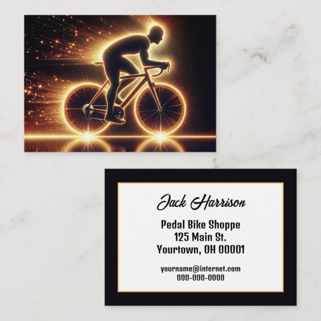 Guld Neon Cyklist Visitkort (Fram/baksida)