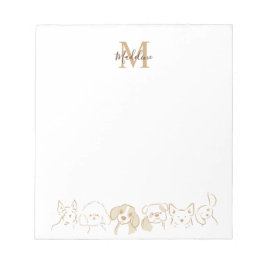 Guld Neutralt Pop Hund Elegant Monogram Anteckningsblock