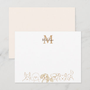 Guld Neutralt Pop Hund Elegant Monogram Anteckningskort