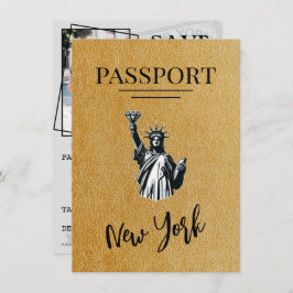 Guld New York City Passport Spara datumet