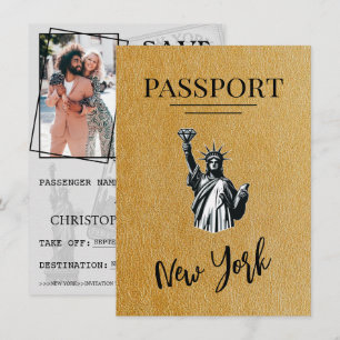 Guld New York City Passport Spara datumet