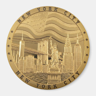 Guld New York City Souvernir Magnet