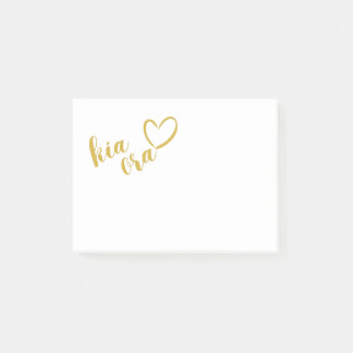 GULD NEW ZEALAND KIWI HÄLSNING KIA ORA HEART SHAPE POST-IT BLOCK