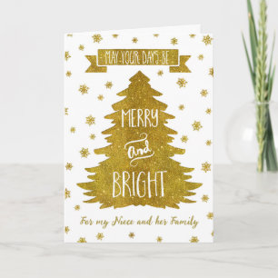 Guld Niece & Family God jul-kort Helgkort