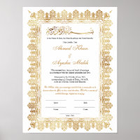 Guld Nikkah-certifikat för muslimskt islamiskt brö
