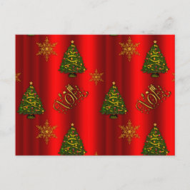 Guld Noël och röda julgranar Helg Vykort