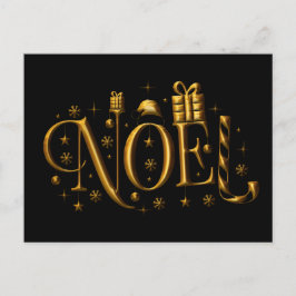Guld Noel på den svarta Contemporaryn jul Helg Vykort