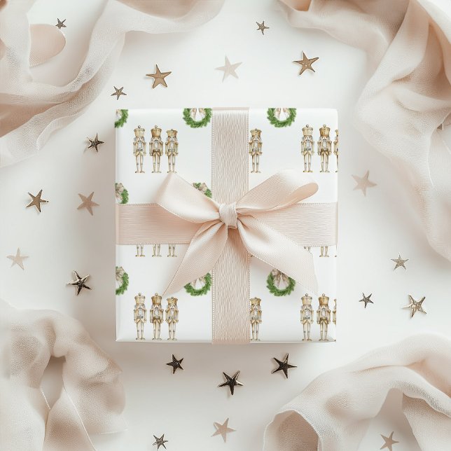 Guld nötknäppare jul 🎁 presentpapper (Gold Nutcracker Gift Wrap)
