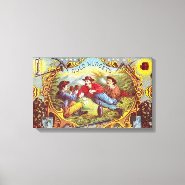Guld Nuggets Antique Cigar Label Canvastryck (Framsida)