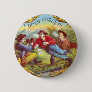 Guld Nuggets Antique Cigar Label Knapp