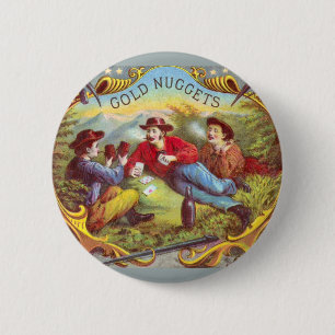 Guld Nuggets Antique Cigar Label Knapp
