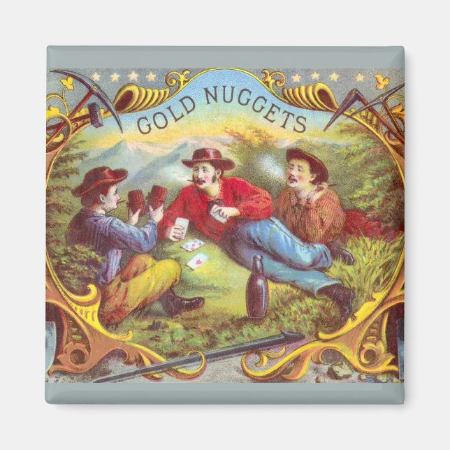Guld Nuggets Antique Cigar Label Magnet (Framsidan)