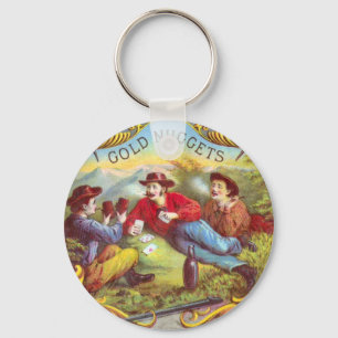 Guld Nuggets Antique Cigar Label Nyckelring
