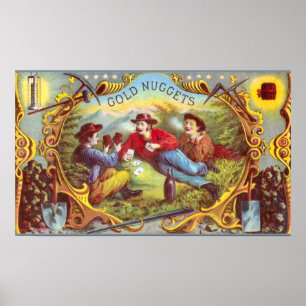 Guld Nuggets Antique Cigar Label Poster