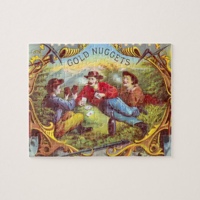 Guld Nuggets Antique Cigar Label Pussel (Horisontell)