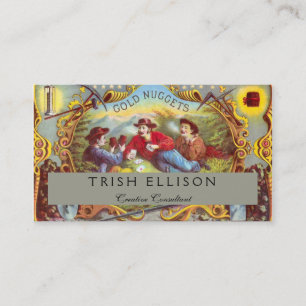 Guld Nuggets Antique Cigar Label Visitkort