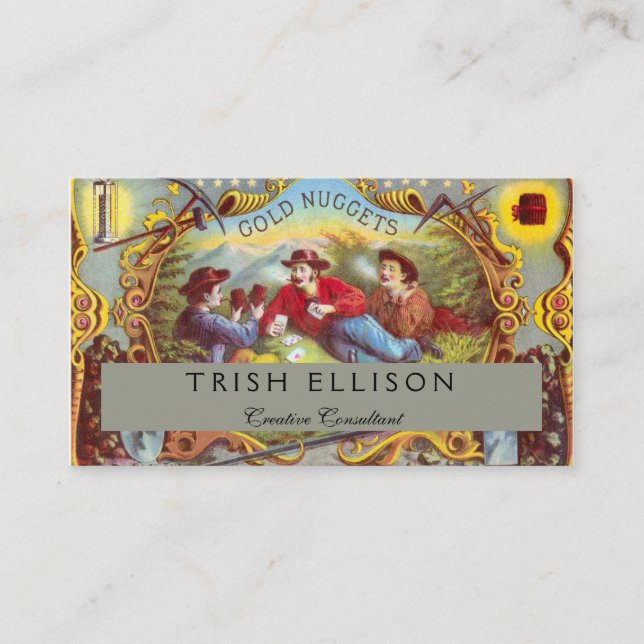Guld Nuggets Antique Cigar Label Visitkort (Framsida)