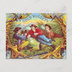 Guld Nuggets Antique Cigar Label Vykort