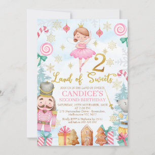 Guld Nummer Nutcracker Land Söder 2:a födelsedagen Inbjudningar