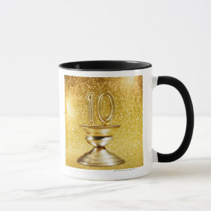 Guld numrerar trofé 10 mugg