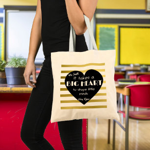 Guld Nursery Tack för att du är lärare Bag BIG HEA Tygkasse