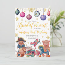 Guld Nutcracker Leksaker Birthday-inbjudan